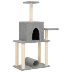 vidaXL Rascador para gatos con postes de sisal gris claro 122 cm