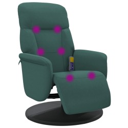 vidaXL Sillón reclinable masaje con reposapiés terciopelo verde oscuro