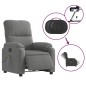 vidaXL Sillón reclinable masaje eléctrico tela microfibra gris oscuro