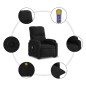 vidaXL Sillón reclinable de masaje elevable tela de microfibra negro vidaXL Sillón reclinable de masaje elevable tela de microfibra negro