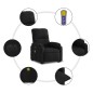 vidaXL Sillón masaje eléctrico reclinable elevable tela negro vidaXL Sillón masaje eléctrico reclinable elevable tela negro