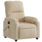 vidaXL Sillón reclinable masaje eléctrico tela microfibra color crema vidaXL Sillón reclinable masaje eléctrico tela microfibra color crema