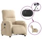 vidaXL Sillón reclinable masaje eléctrico tela microfibra color crema vidaXL Sillón reclinable masaje eléctrico tela microfibra color crema