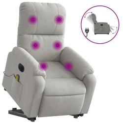 vidaXL Sillón masaje eléctrico reclinable elevable tela gris claro