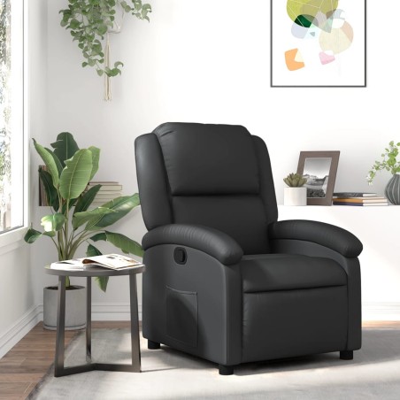 vidaXL Sillón reclinable de cuero auténtico negro