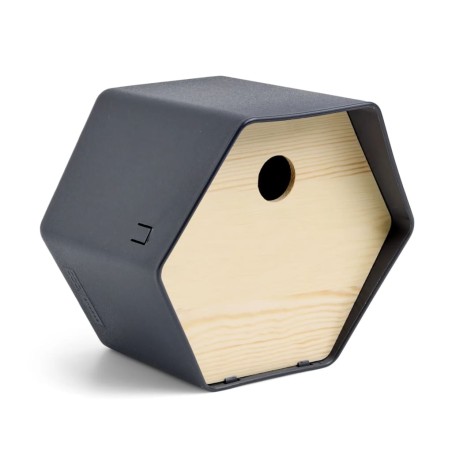Capi Casita pájaros Hive 1 agujero redondo gris antracita 19x23x20 cm
