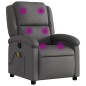 vidaXL Sillón reclinable de masaje cuero auténtico gris vidaXL Sillón reclinable de masaje cuero auténtico gris