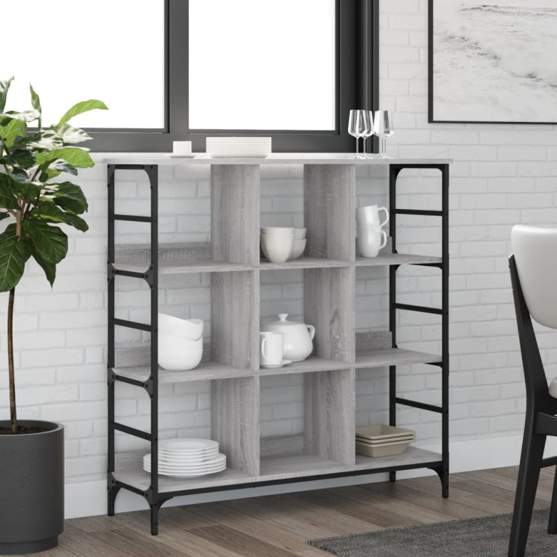 vidaXL Aparador de madera de ingeniería gris Sonoma 102x32x103,5 cm