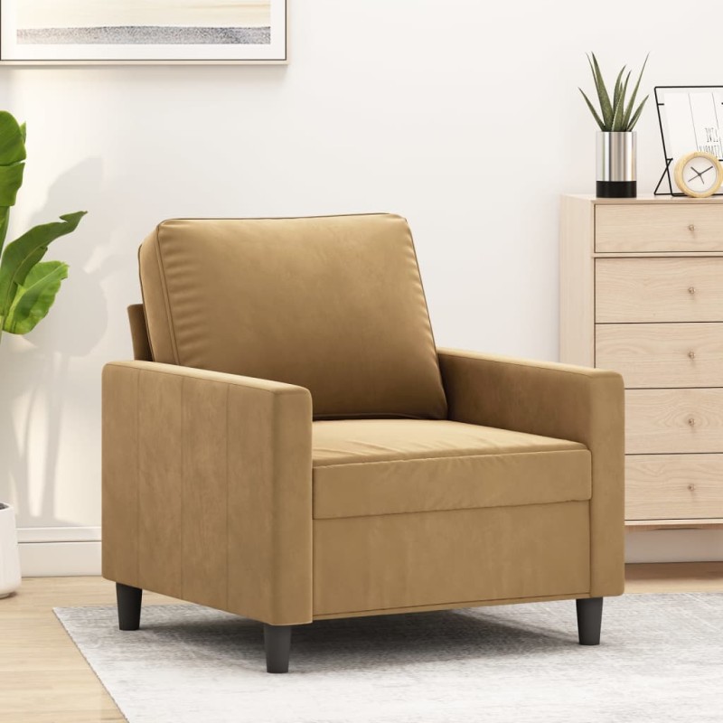 vidaXL Sillón de terciopelo marrón 60 cm vidaXL Sillón de terciopelo marrón 60 cm
