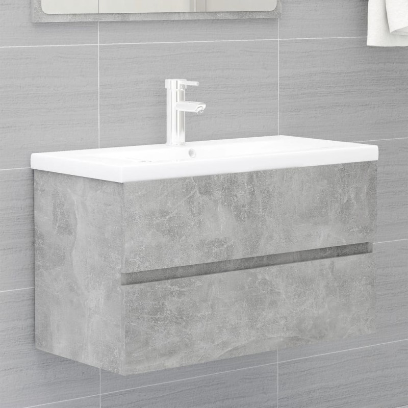 vidaXL Mueble con lavabo madera de ingeniería gris hormigón vidaXL Mueble con lavabo madera de ingeniería gris hormigón