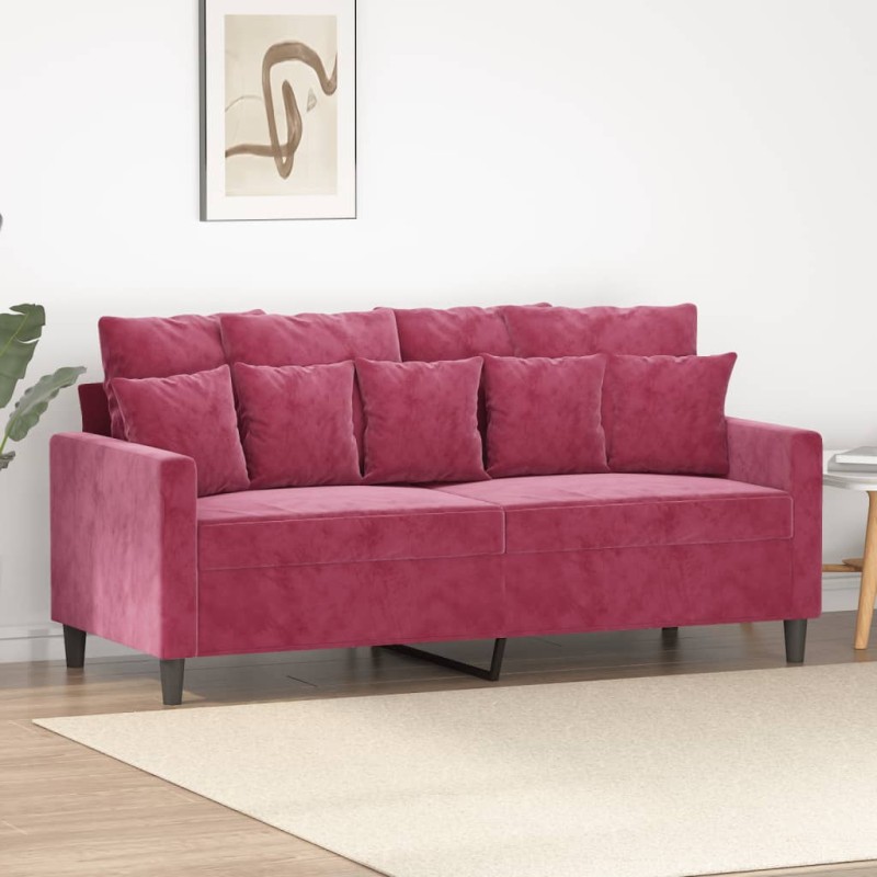 vidaXL Sofá de 2 plazas de terciopelo rojo tinto 140 cm vidaXL Sofá de 2 plazas de terciopelo rojo tinto 140 cm