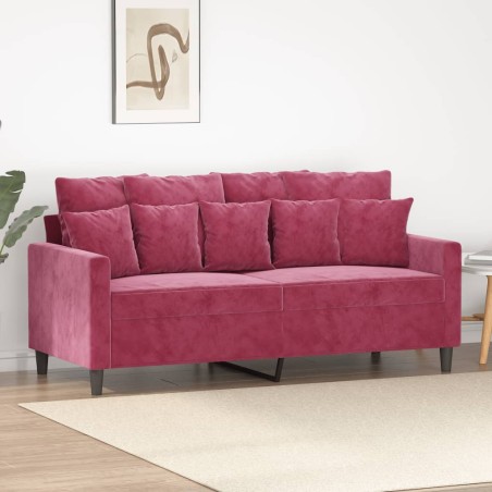 vidaXL Sofá de 2 plazas de terciopelo rojo tinto 140 cm