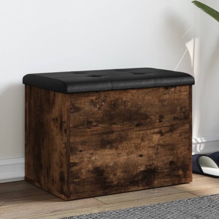 vidaXL Banco con almacenaje madera ingeniería roble ahumado 62x42x45cm