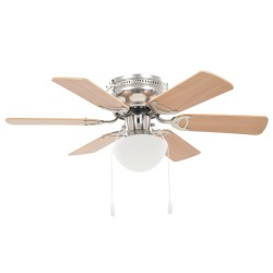 vidaXL Ventilador de techo adornado con lámpara 82 cm marrón claro