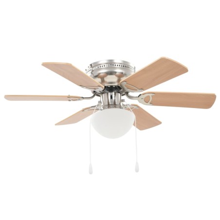 vidaXL Ventilador de techo adornado con lámpara 82 cm marrón claro
