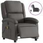 vidaXL Sillón reclinable eléctrico de cuero auténtico gris vidaXL Sillón reclinable eléctrico de cuero auténtico gris