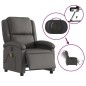 vidaXL Sillón reclinable eléctrico de cuero auténtico gris vidaXL Sillón reclinable eléctrico de cuero auténtico gris