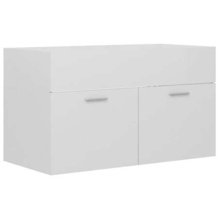 vidaXL Armario para lavabo contrachapada blanco brillo 80x38,5x46 cm
