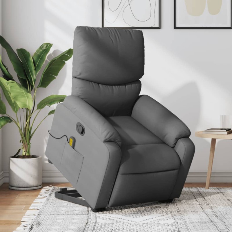 vidaXL Silla de masaje reclinable de pie de tela gris oscuro vidaXL Silla de masaje reclinable de pie de tela gris oscuro