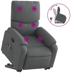 vidaXL Silla de masaje reclinable de pie de tela gris oscuro