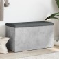 vidaXL Banco con almacenaje madera ingeniería gris hormigón 82x42x45cm vidaXL Banco con almacenaje madera ingeniería gris hormigón 82x42x45cm