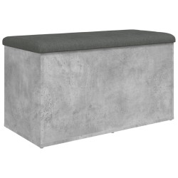 vidaXL Banco con almacenaje madera ingeniería gris hormigón 82x42x45cm