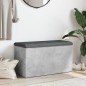 vidaXL Banco con almacenaje madera ingeniería gris hormigón 82x42x45cm vidaXL Banco con almacenaje madera ingeniería gris hormigón 82x42x45cm