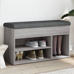 vidaXL Banco zapatero madera de ingeniería gris Sonoma 82x32x45,5 cm