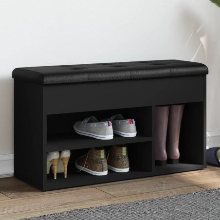 vidaXL Banco zapatero madera de ingeniería negro 82x32x45,5 cm