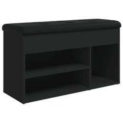 vidaXL Banco zapatero madera de ingeniería negro 82x32x45,5 cm