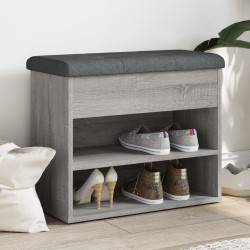 vidaXL Banco zapatero madera de ingeniería gris Sonoma 62x32x50 cm