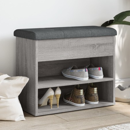 vidaXL Banco zapatero madera de ingeniería gris Sonoma 62x32x50 cm
