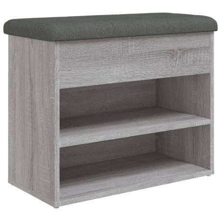 vidaXL Banco zapatero madera de ingeniería gris Sonoma 62x32x50 cm
