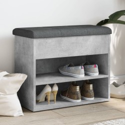 vidaXL Banco zapatero madera de ingeniería gris hormigón 62x32x50 cm