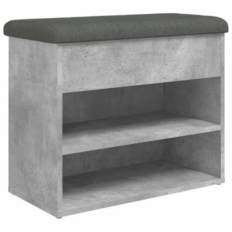 vidaXL Banco zapatero madera de ingeniería gris hormigón 62x32x50 cm