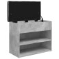 vidaXL Banco zapatero madera de ingeniería gris hormigón 62x32x50 cm