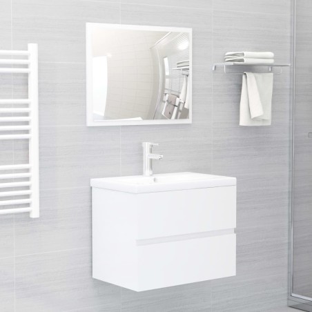 vidaXL Juego de muebles de baño madera de ingeniería blanco brillo