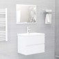 vidaXL Juego de muebles de baño madera de ingeniería blanco brillo vidaXL Juego de muebles de baño madera de ingeniería blanco brillo