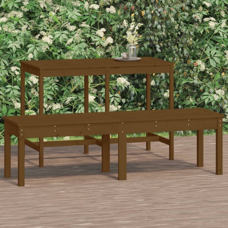 vidaXL Banco jardín 2 plazas madera maciza pino marrón 159,5x44x45 cm vidaXL Banco jardín 2 plazas madera maciza pino marrón 159,5x44x45 cm