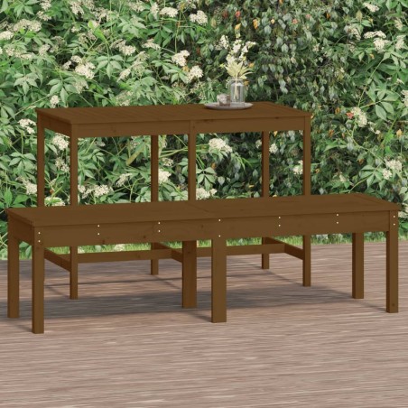 vidaXL Banco jardín 2 plazas madera maciza pino marrón 159,5x44x45 cm