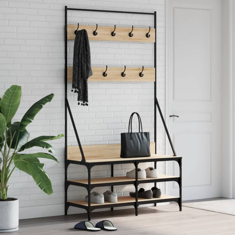 vidaXL Perchero con zapatero roble Sonoma 100x40x184 cm vidaXL Perchero con zapatero roble Sonoma 100x40x184 cm