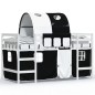 vidaXL Cama alta niños con túnel madera pino blanco negro 90x190 cm vidaXL Cama alta niños con túnel madera pino blanco negro 90x190 cm