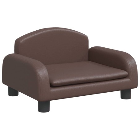 vidaXL Cama para perros de cuero sintético marrón 50x40x30 cm