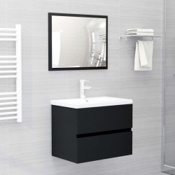 vidaXL Juego de muebles de baño madera de ingeniería negro