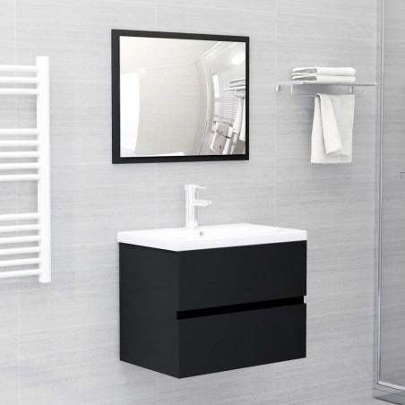 vidaXL Juego de muebles de baño madera de ingeniería negro