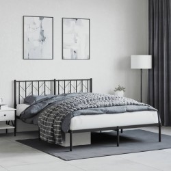 vidaXL Estructura de cama con cabecero metal negro 150x200 cm