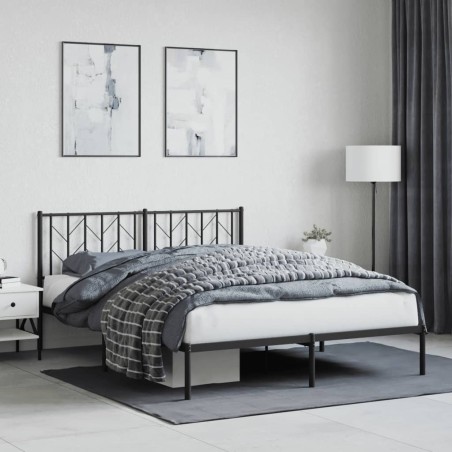 vidaXL Estructura de cama con cabecero metal negro 150x200 cm