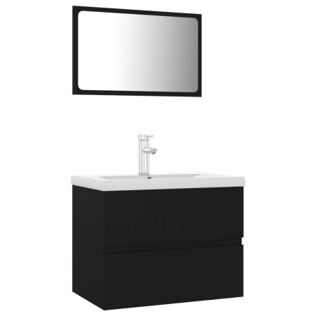 vidaXL Juego de muebles de baño madera de ingeniería negro