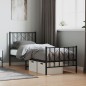 vidaXL Estructura de cama con cabecero y estribo metal negro 75x190 cm