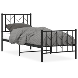 vidaXL Estructura de cama con cabecero y estribo metal negro 75x190 cm